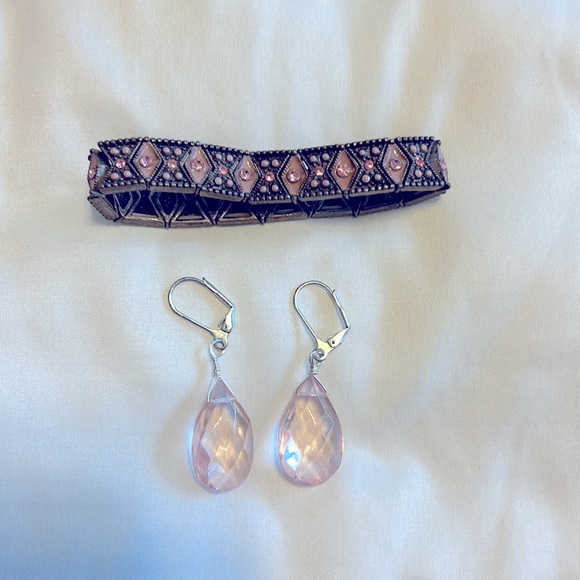 Pink Accent Earrings & Bracelet - Picture 3 of 7